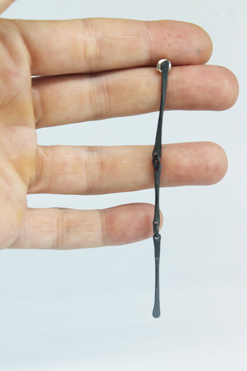 Long elegant black silver earrings / Pair or mono