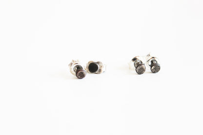 Tiny Unisex Earrings / Black or Silver