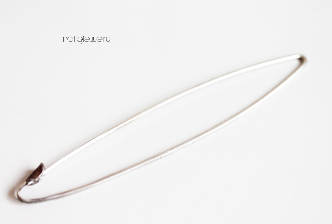 Big Minimal Silver safety pin / Black or plain Silver