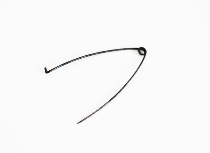 Big Minimal Silver Shawl Pin / Black or Plain Silver