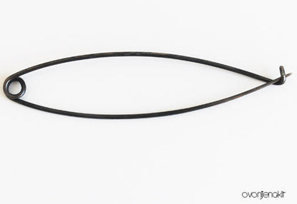 Big Minimal Silver Shawl Pin / Black or Plain Silver