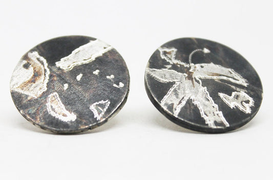 Black Silver Unique earrings
