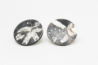 Black Silver Unique earrings