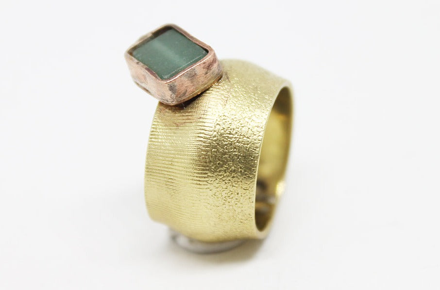 Mixed metal big artsy ring