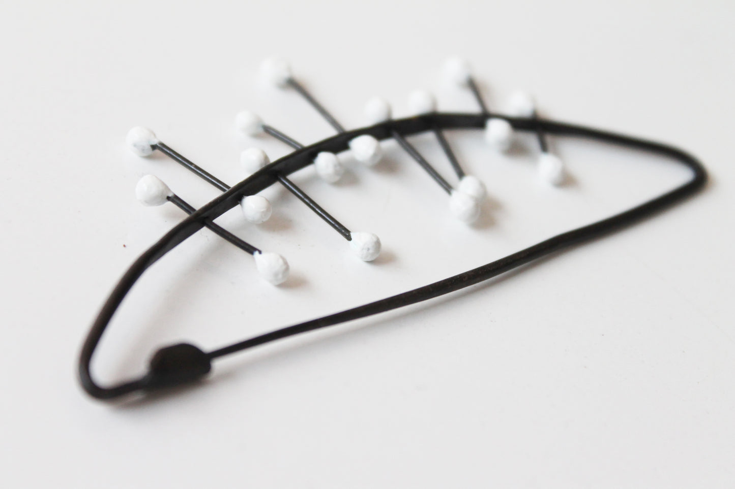 Black Silver Modern Brooch / Red or White