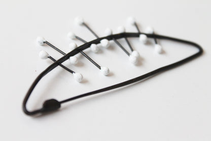 Black Silver Modern Brooch / Red or White