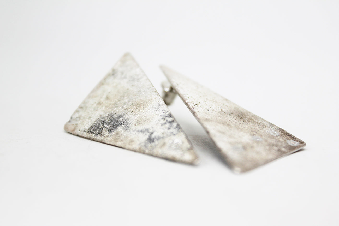 Unique Silver Triangle Earrings