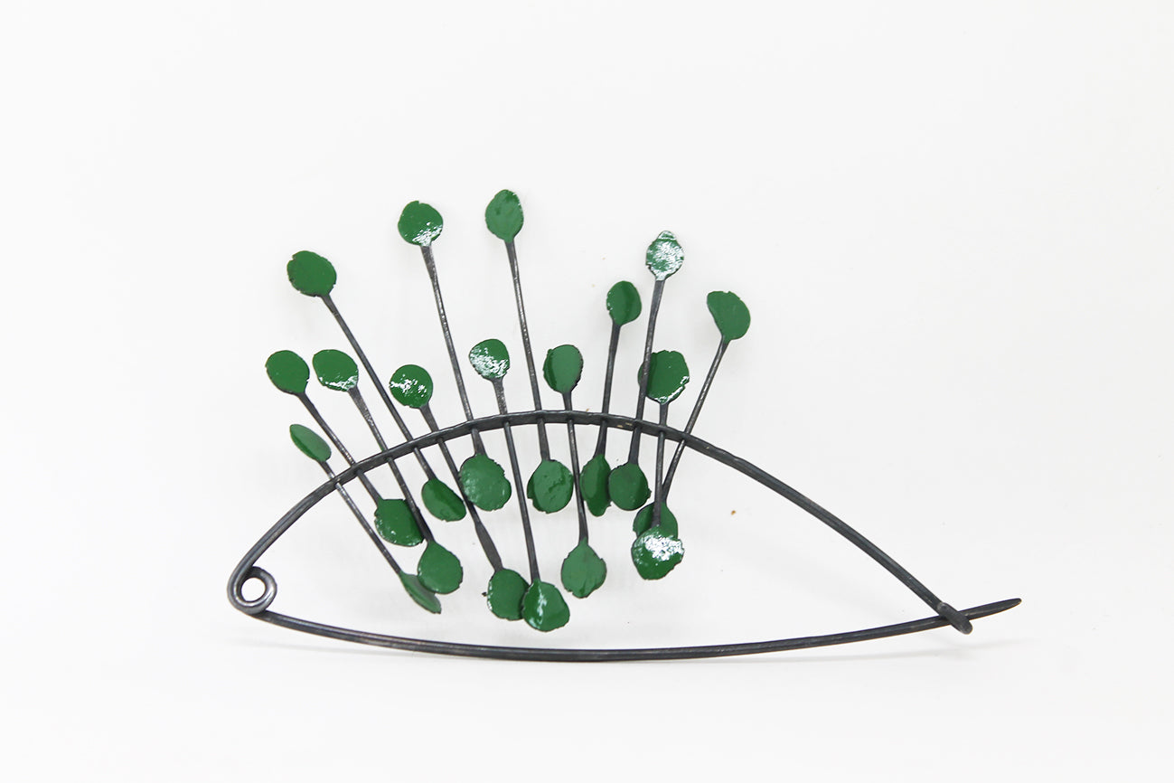 Big Bold Silver Pin Brooch / Red, Blue or Green