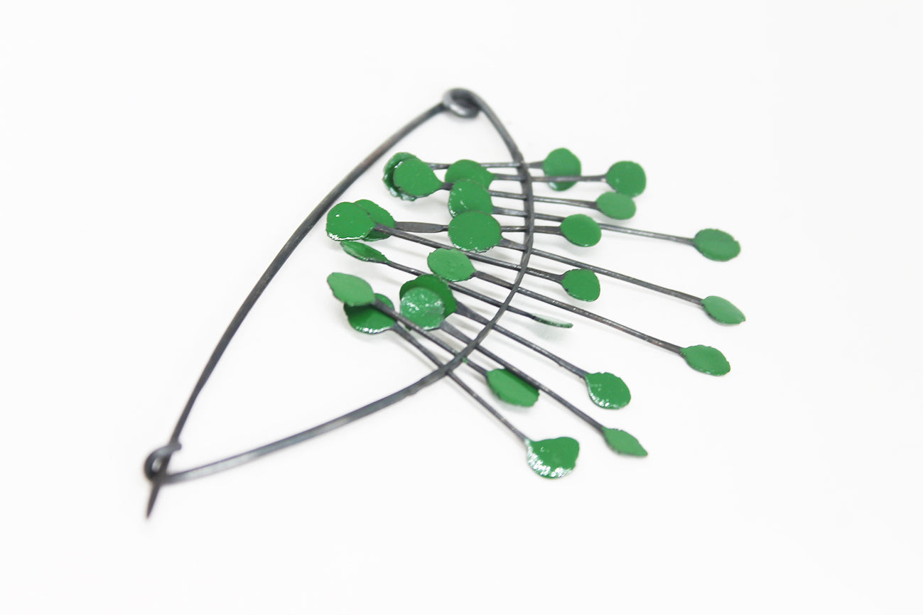 Big Bold Silver Pin Brooch / Red, Blue or Green