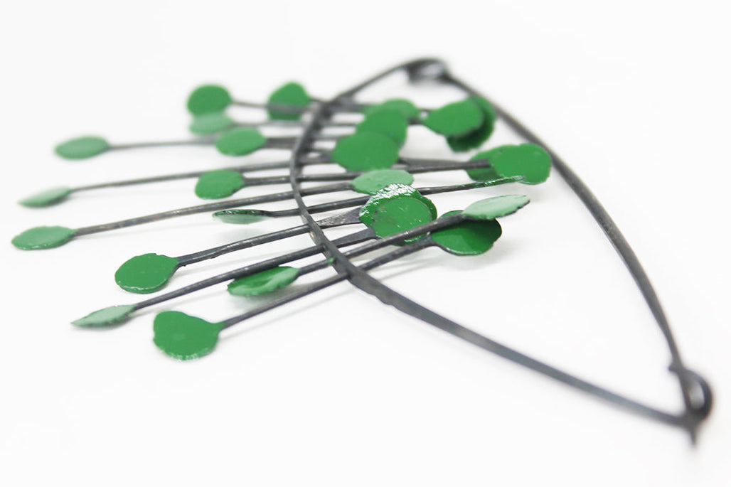 Big Bold Silver Pin Brooch / Red, Blue or Green