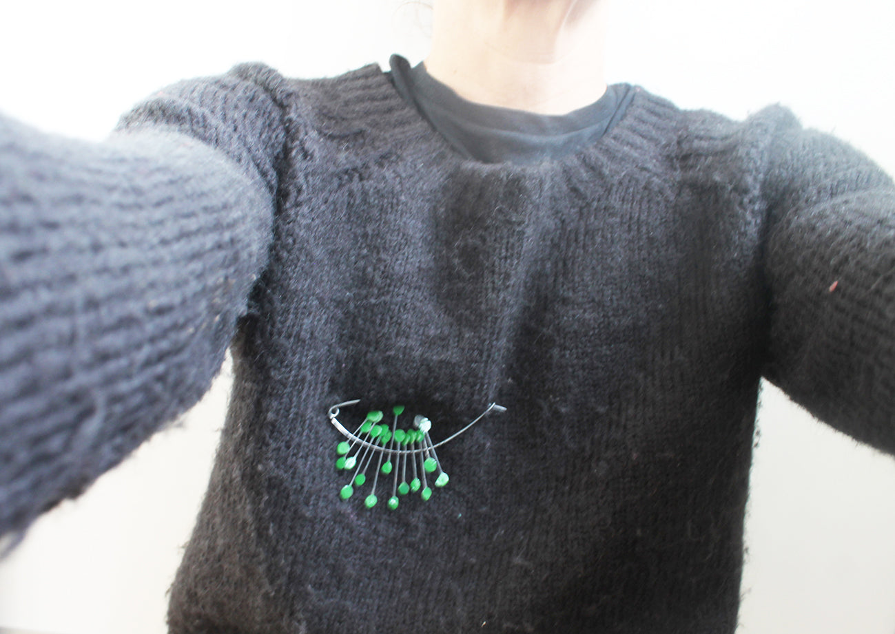 Big Bold Silver Pin Brooch / Red, Blue or Green