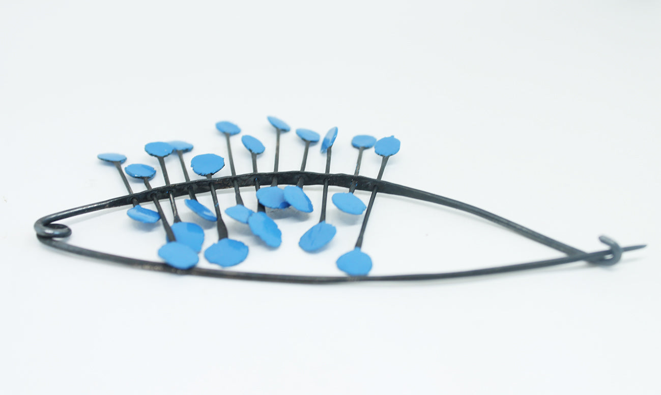 Big Bold Silver Pin Brooch / Red, Blue or Green