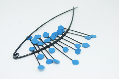 Big Bold Silver Pin Brooch / Red, Blue or Green