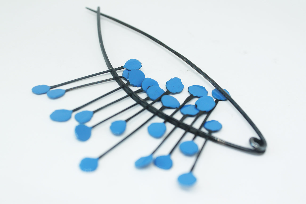 Big Bold Silver Pin Brooch / Red, Blue or Green