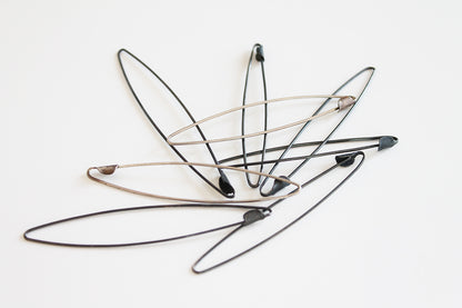 Silver Pins Earrings // raw silver or black silver