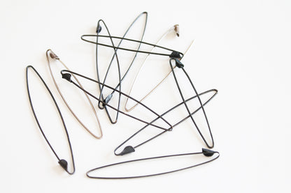 Silver Pins Earrings // raw silver or black silver