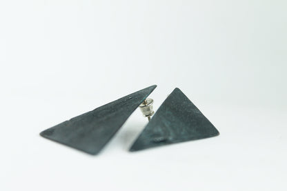 Black silver triangle earrings