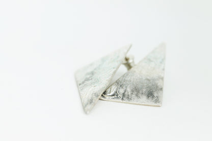 White silver triangle earrings