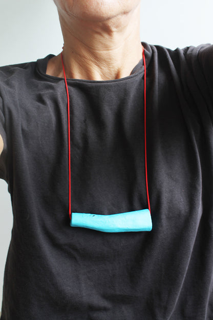 Light blue funky necklace / "used to be a brooch"
