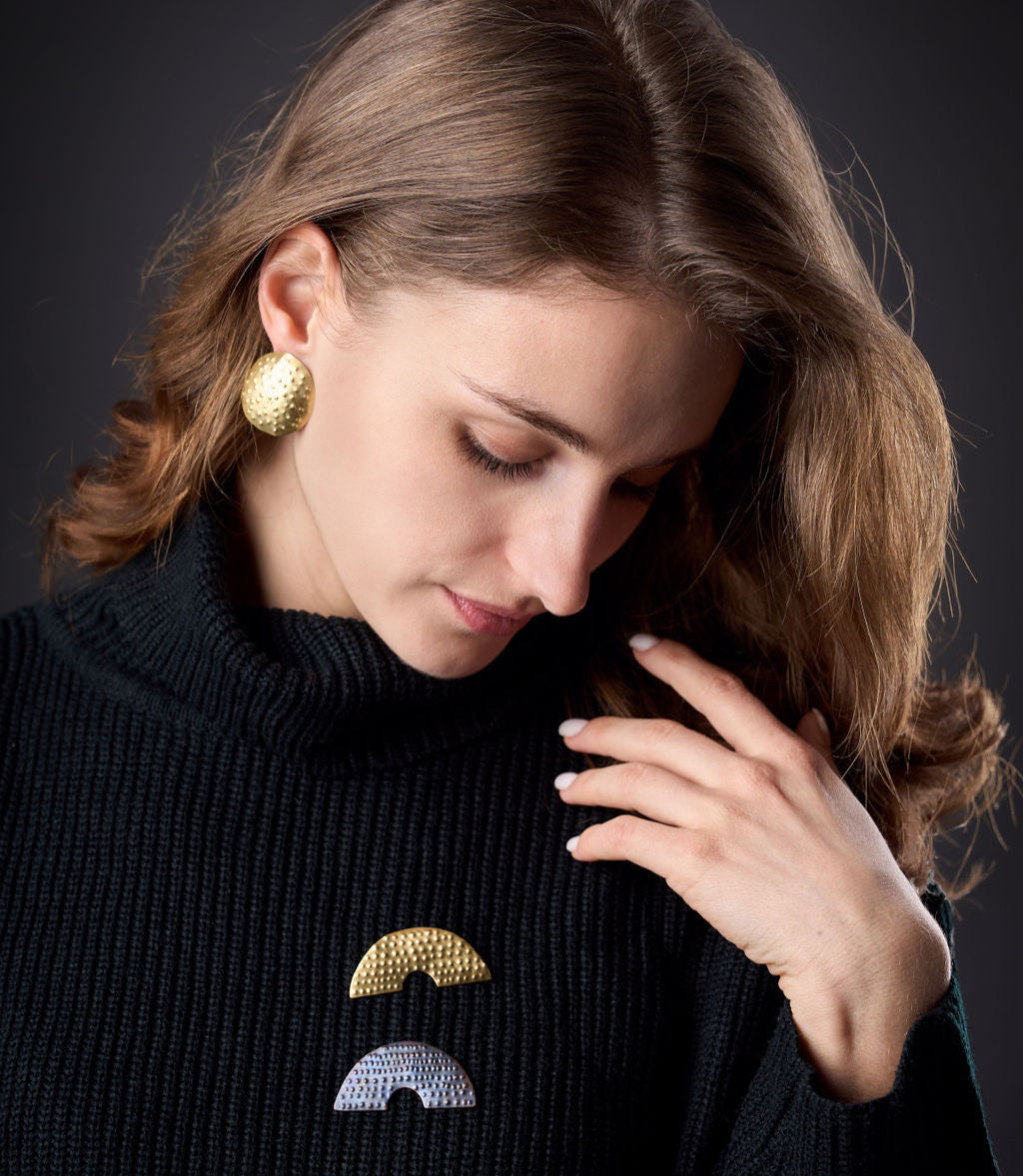 Small rainbow pin / brooch handmade in brass