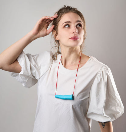 Light blue funky necklace / "used to be a brooch"