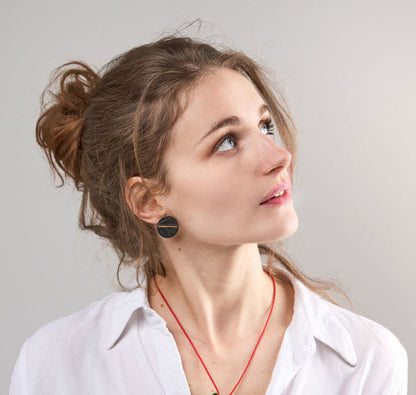 Black silver unique earrings