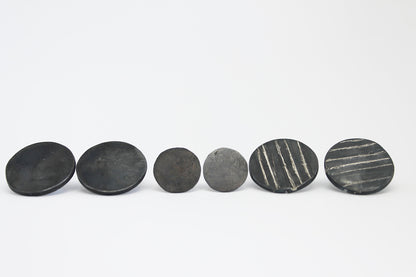 Round black silver stud earrings