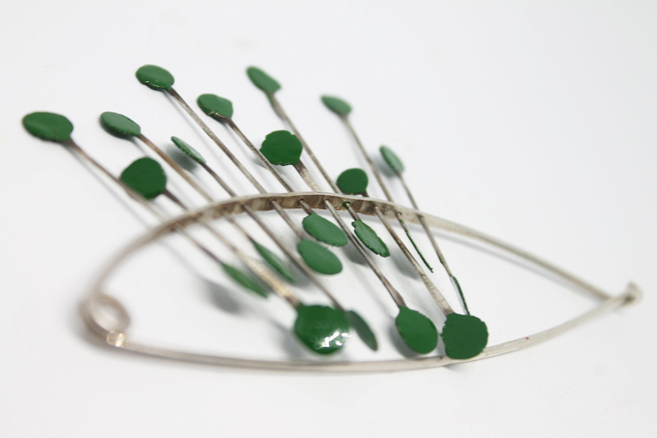 Big Bold Statement Silver Pin Brooch / Red, Blue or Green