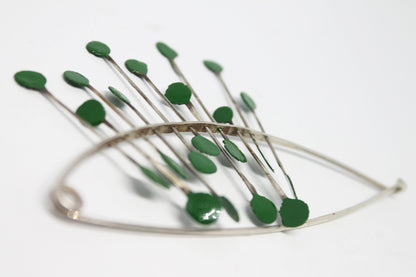 Big Bold Statement Silver Pin Brooch / Red, Blue or Green