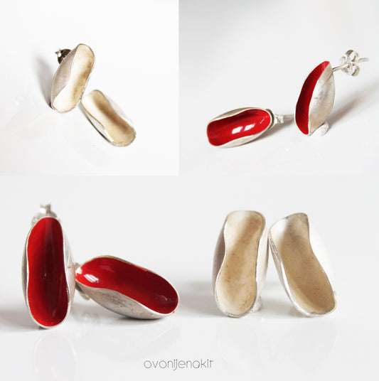 Silver shell Earrings / Red, Blue, White, Sprayed or Black Silver