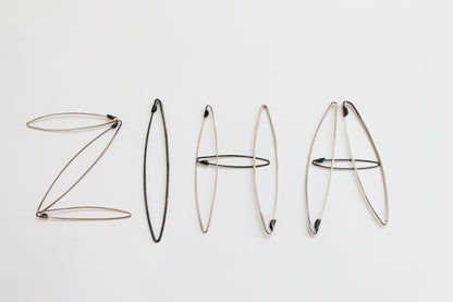 Big Minimal Silver Shawl Pin / Black or Plain Silver