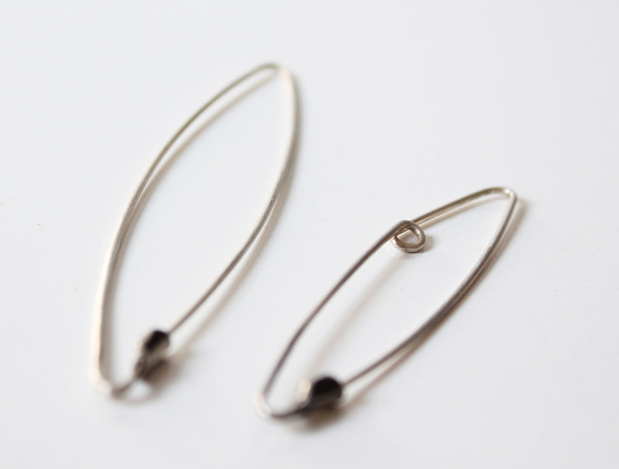 Silver Pins Earrings // raw silver or black silver