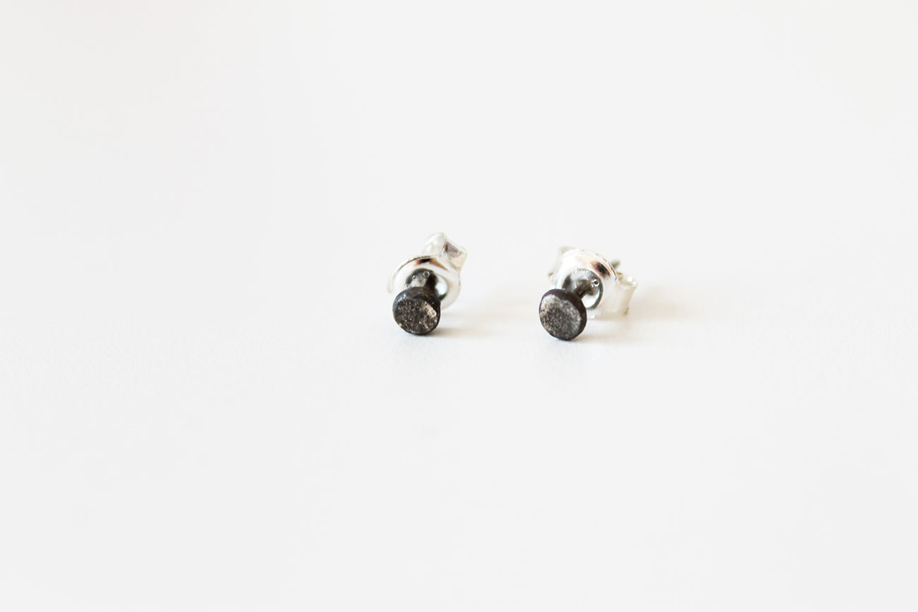 Silver Unisex Small  Black Earrings