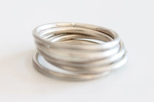 Set of 5 silver minimal unisex ring