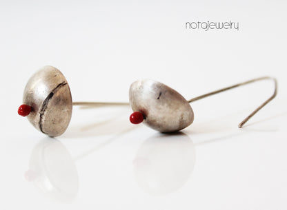 Sweet white silver everyday red earrings