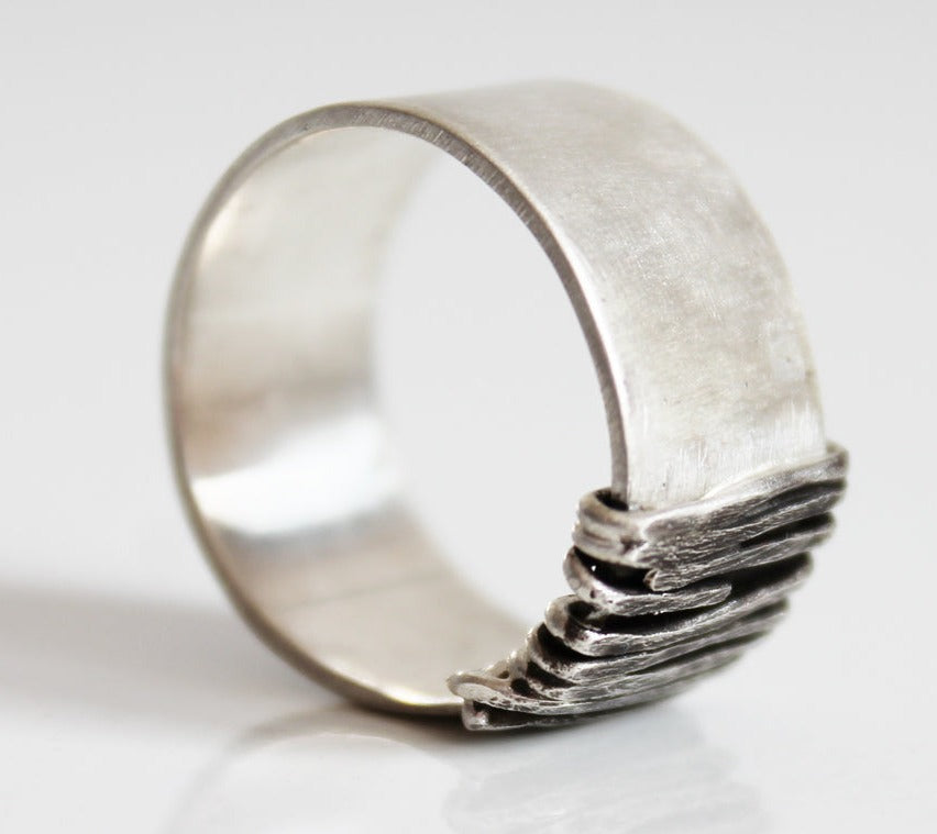 Bold Silver Unisex Silver Wrapped Ring