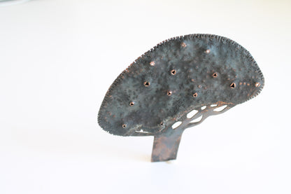 Unique Sculptural Artisan Oak Copper Unisex Brooch