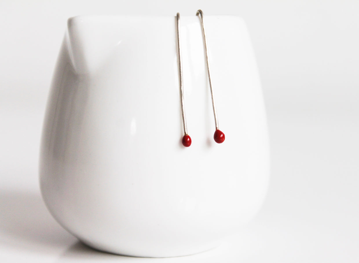 Sweet Small Red Silver Everyday earrings