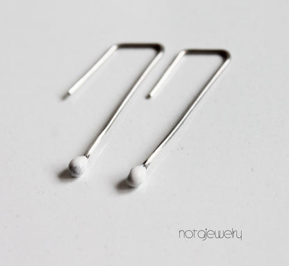 Sweet Tiny Small White Silver Earrings