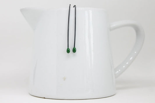 Little Delicate Emerald Green Silver Earrings