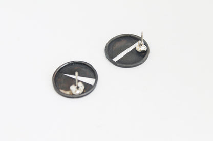 Black silver Round Earrings vol. 3