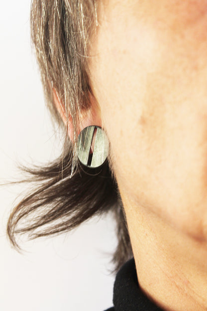 Black silver Round Earrings vol. 3