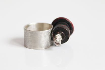 Bold Sculptural Unique Copper Silver Statement Ring