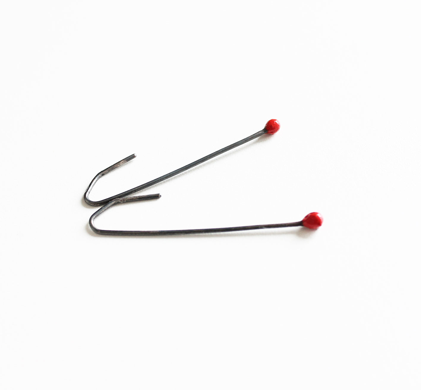 Black Red silver minimal earrings