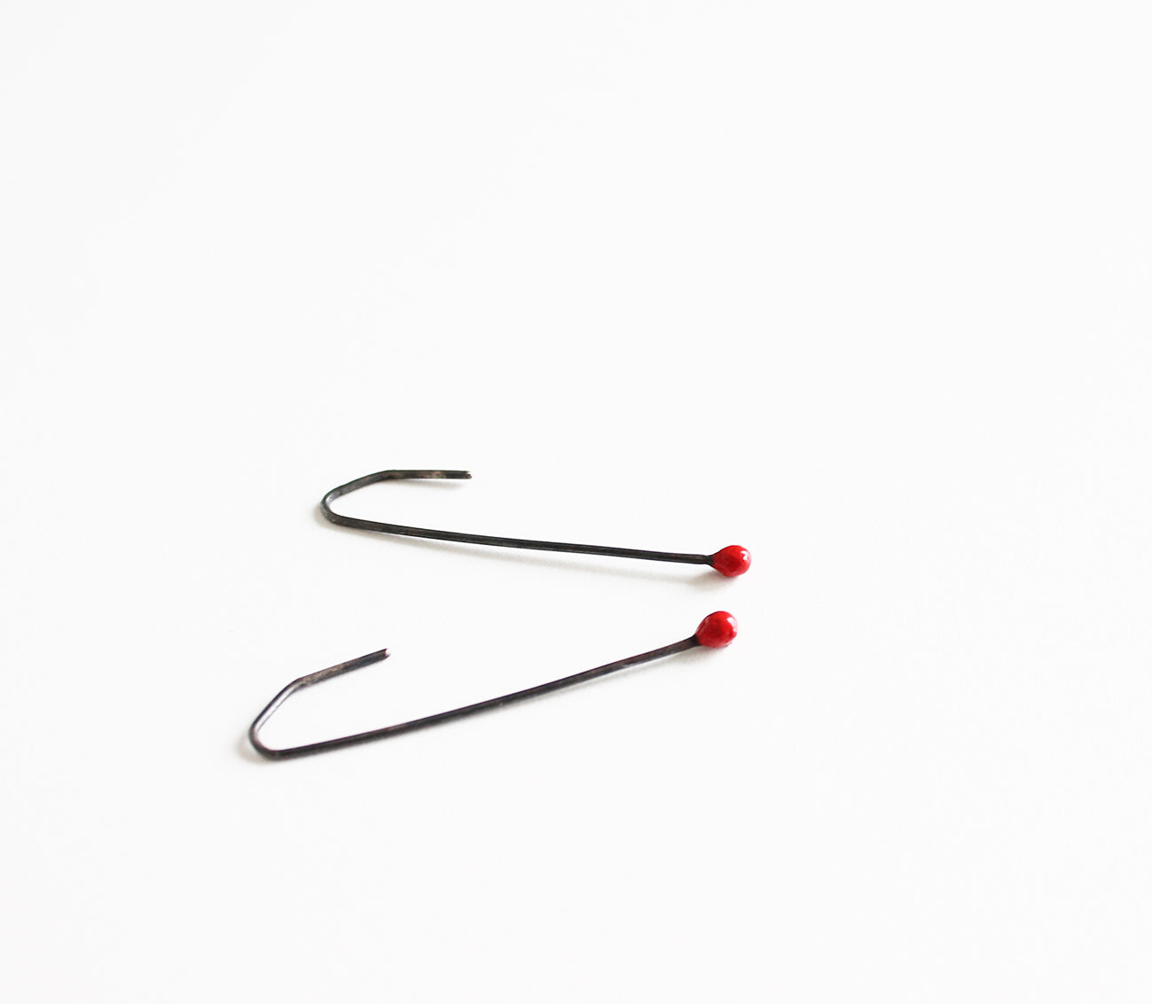 Black Red silver minimal earrings