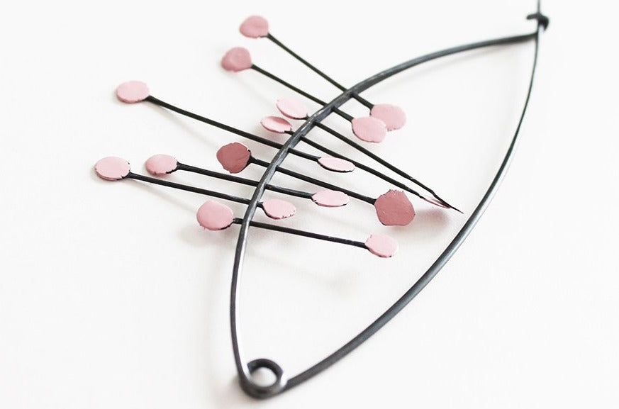 Big Black Silver Modern Pink Shawl Pin