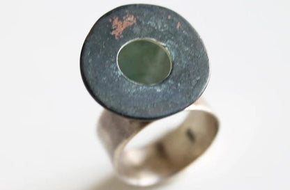 Bold Statement Contemporary Green Copper ring