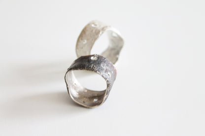 Bold White Silver Unisex Ring