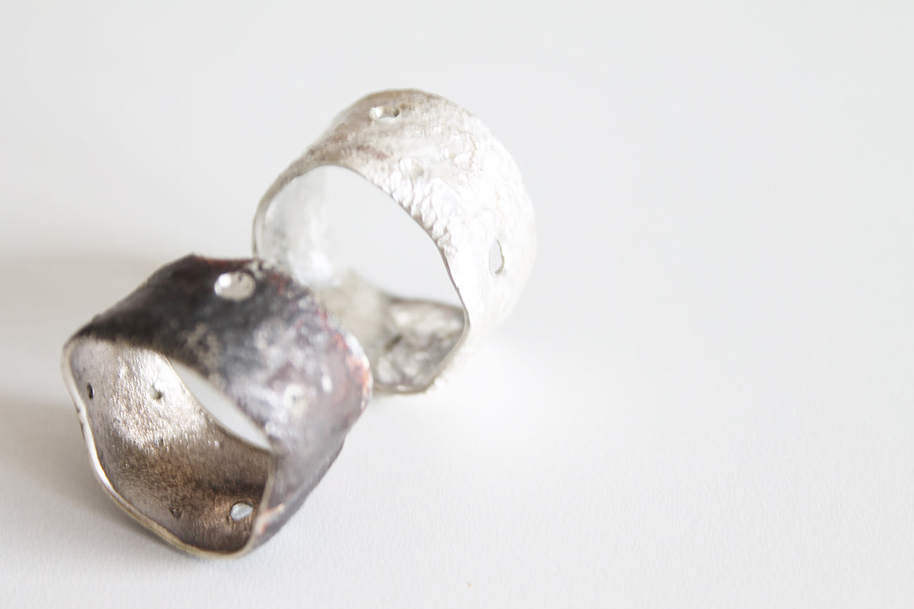 Bold White Silver Unisex Ring