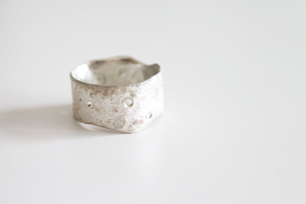 Bold White Silver Unisex Ring